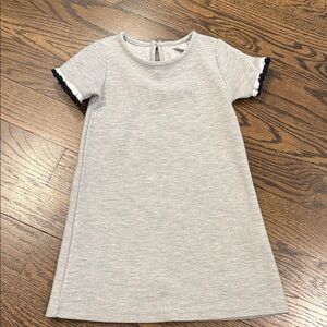 Zara Gray Kids Dress with Navy Trim